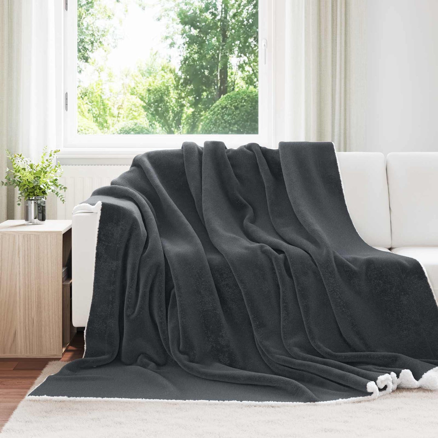 Coperta Grigio scuro 220 x 240 cm Panno
