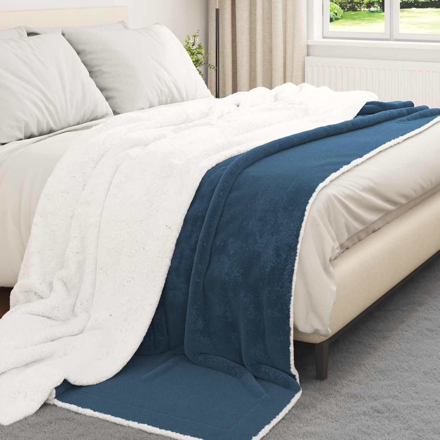 Coperta Blu navy 220 x 240 cm Panno
