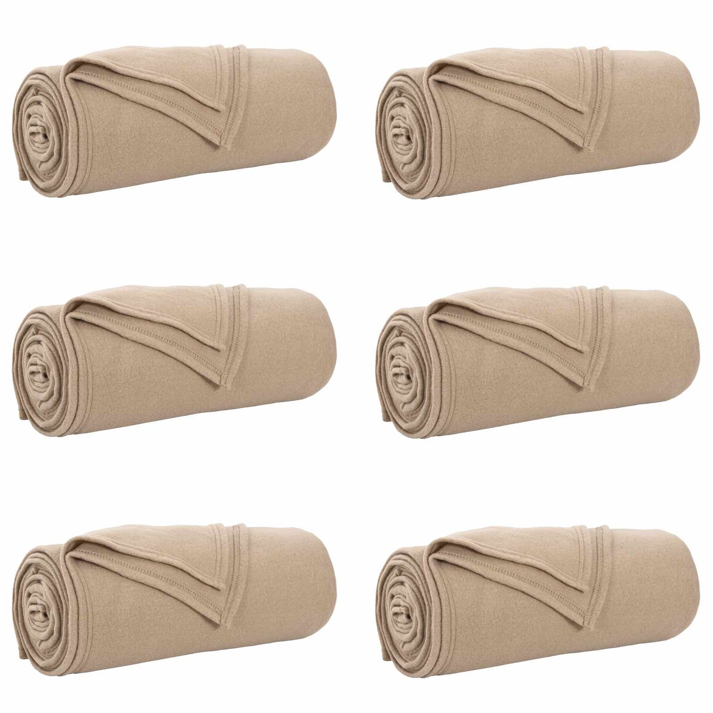 Coperte da Pile 6 pcs Cammello 200 x 150 cm Panno