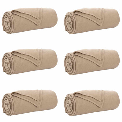 Coperte da Pile 6 pcs Cammello 240 x 220 cm Panno
