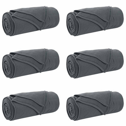 Coperte da Pile 6 pcs Grigio scuro 170 x 130 cm Panno