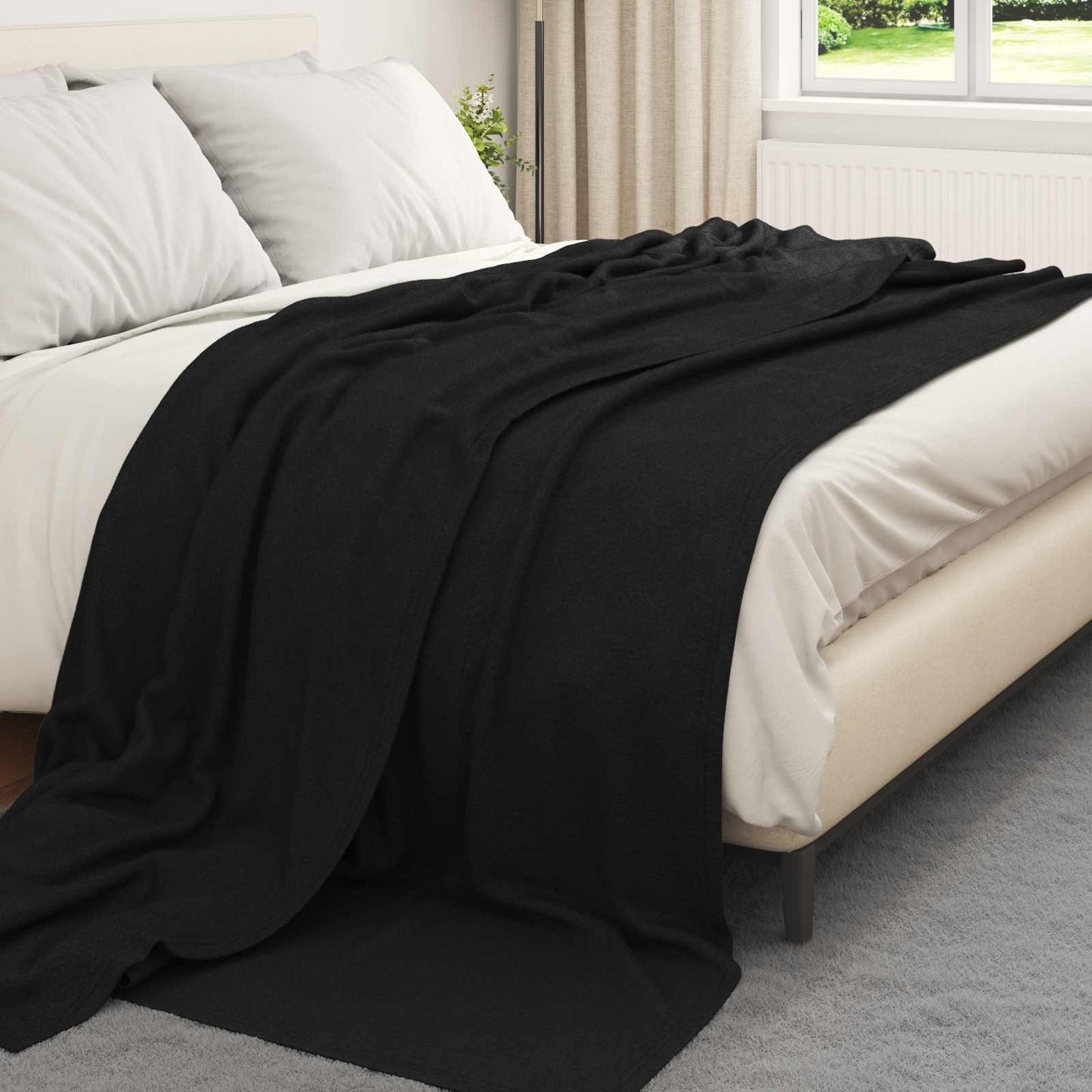 Coperte da Pile 6 pcs Nero 240 x 220 cm Panno