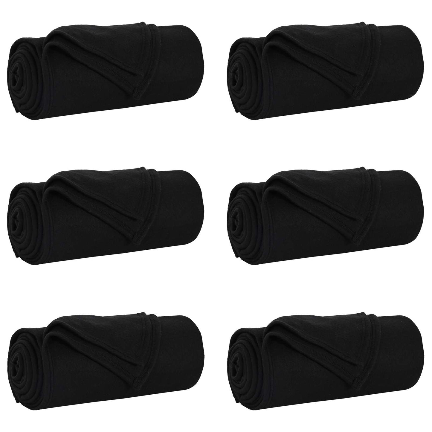Coperte da Pile 6 pcs Nero 240 x 220 cm Panno