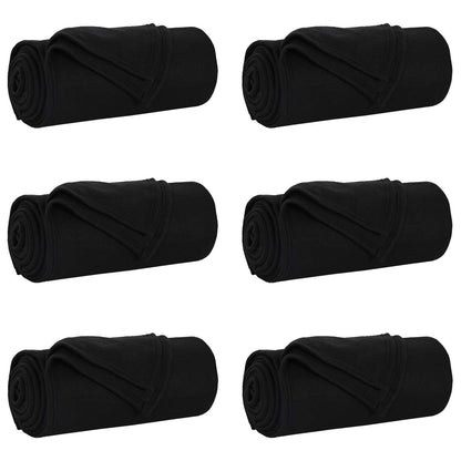 Coperte da Pile 6 pcs Nero 240 x 220 cm Panno
