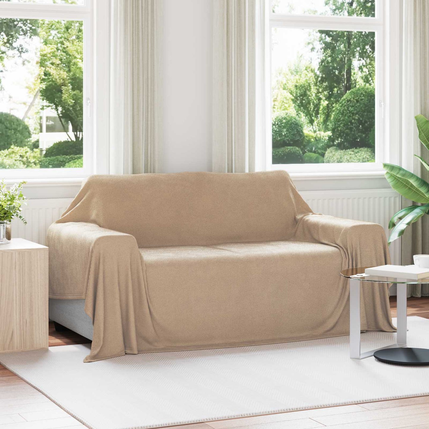 Coperte da Pile 6 pcs Cammello 280 x 210 cm Panno
