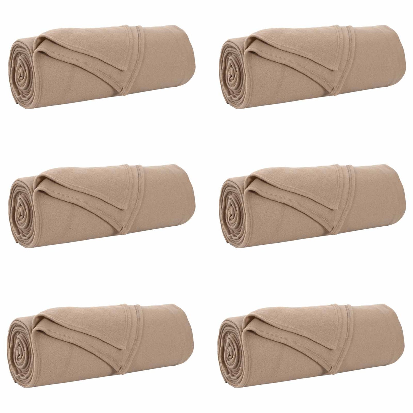 Coperte da Pile 6 pcs Cammello 350 x 270 cm Panno