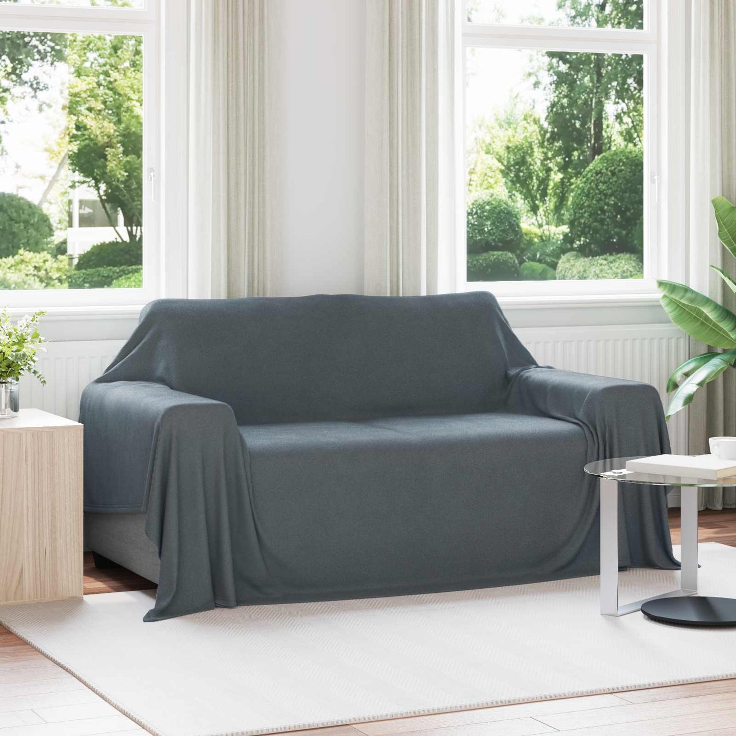 Coperte da Pile 6 pcs Grigio scuro 280 x 210 cm Panno
