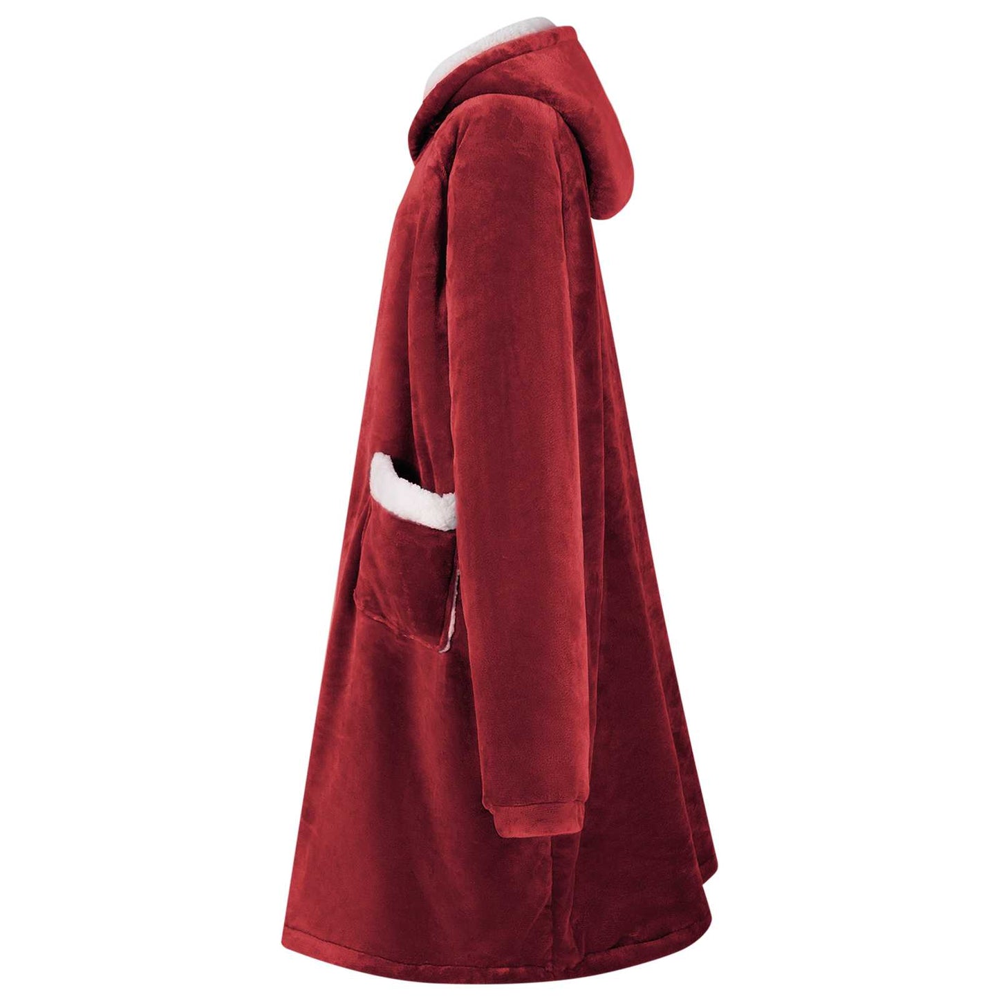 Felpa coperta Rosso Bordeaux L Pile e Flanella