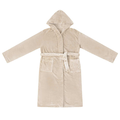 Accappatoio con Cappuccio Beige m Flanella