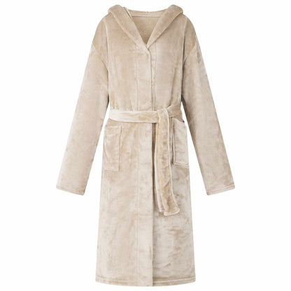 Accappatoio con Cappuccio Beige l Flanella