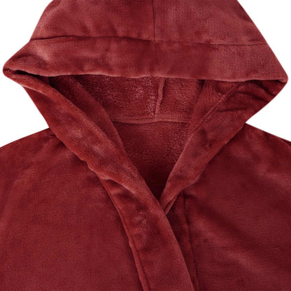 Accappatoio con Cappuccio Rosso Bordeaux m Flanella