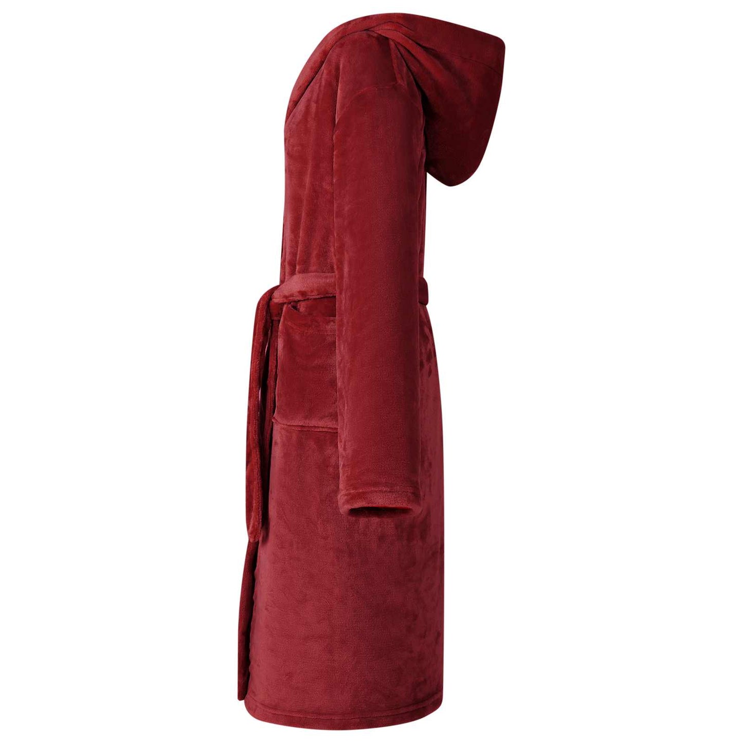Accappatoio con Cappuccio Rosso Bordeaux l Flanella