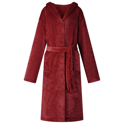 Accappatoio con Cappuccio Rosso Bordeaux xl Flanella