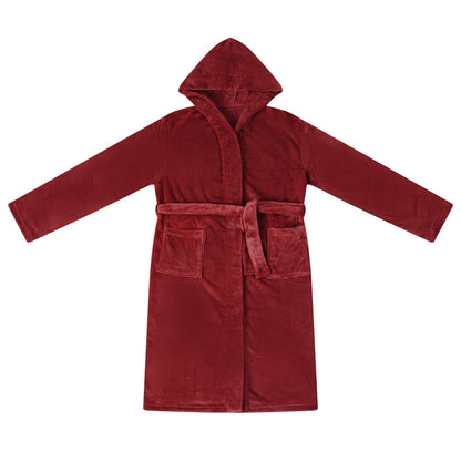 Accappatoio con Cappuccio Rosso Bordeaux xxxl Flanella