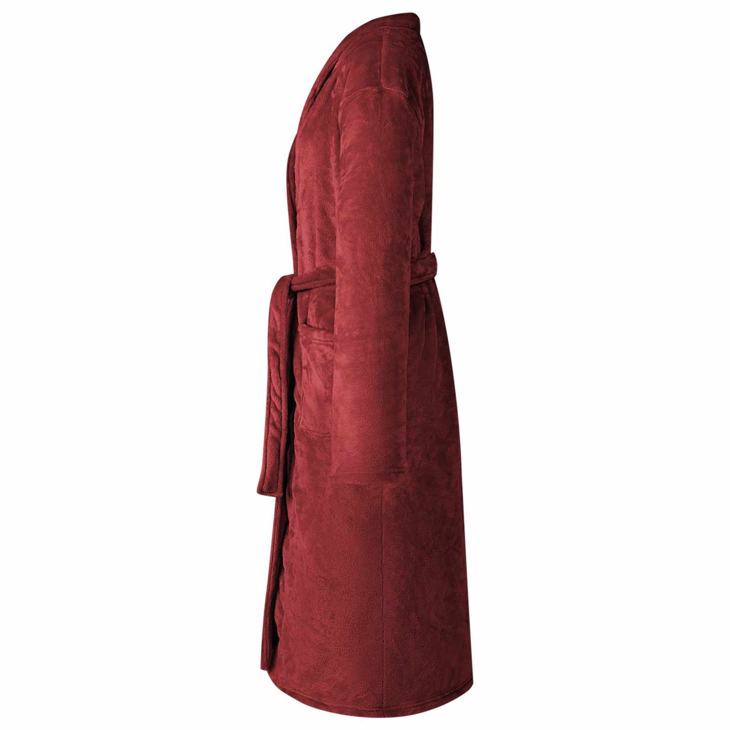 Accappatoio senza Cappuccio Rosso Bordeaux l Flanella