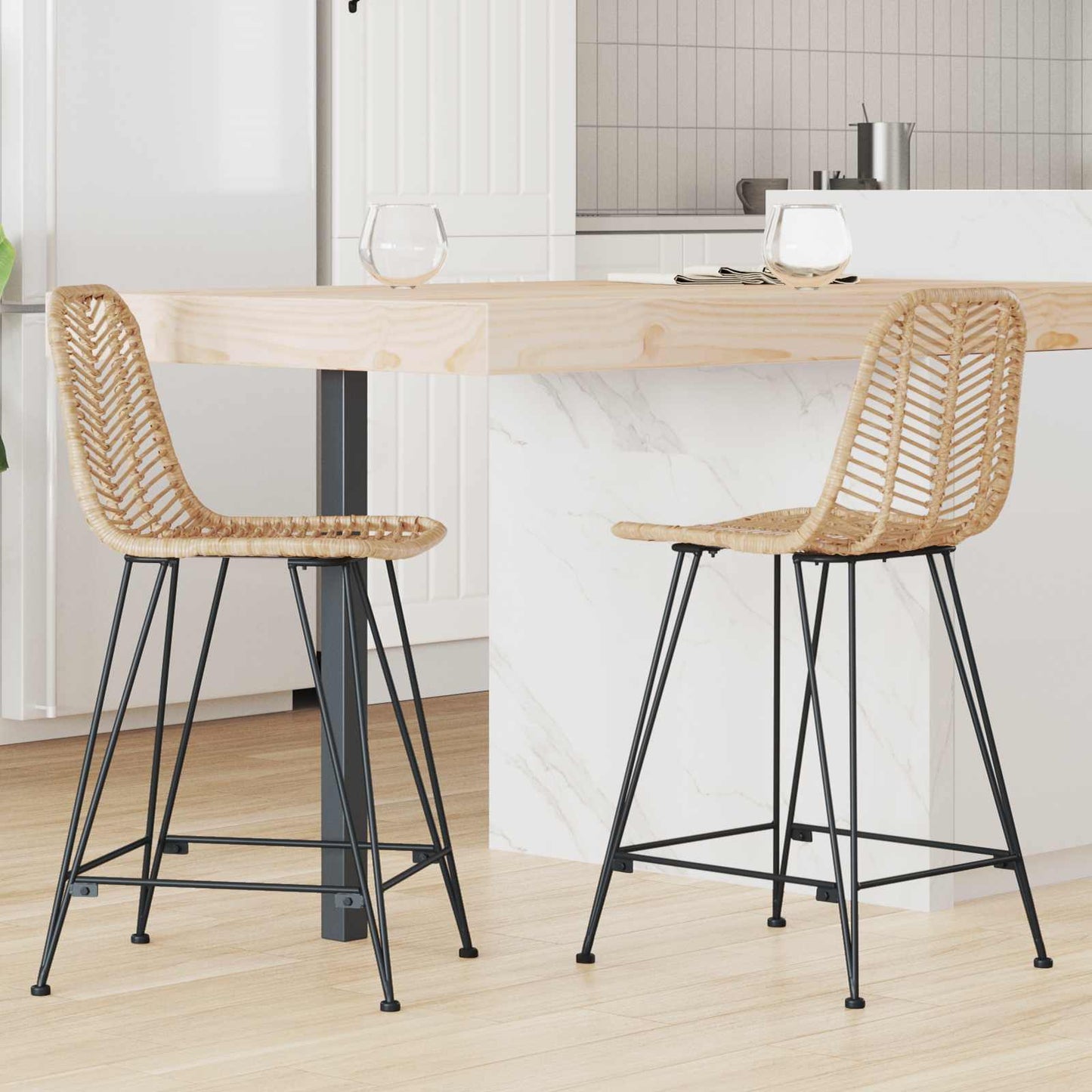 Sedia da Bar 2 pcs Naturale 44,5 x 54,5 x 97,5 cm