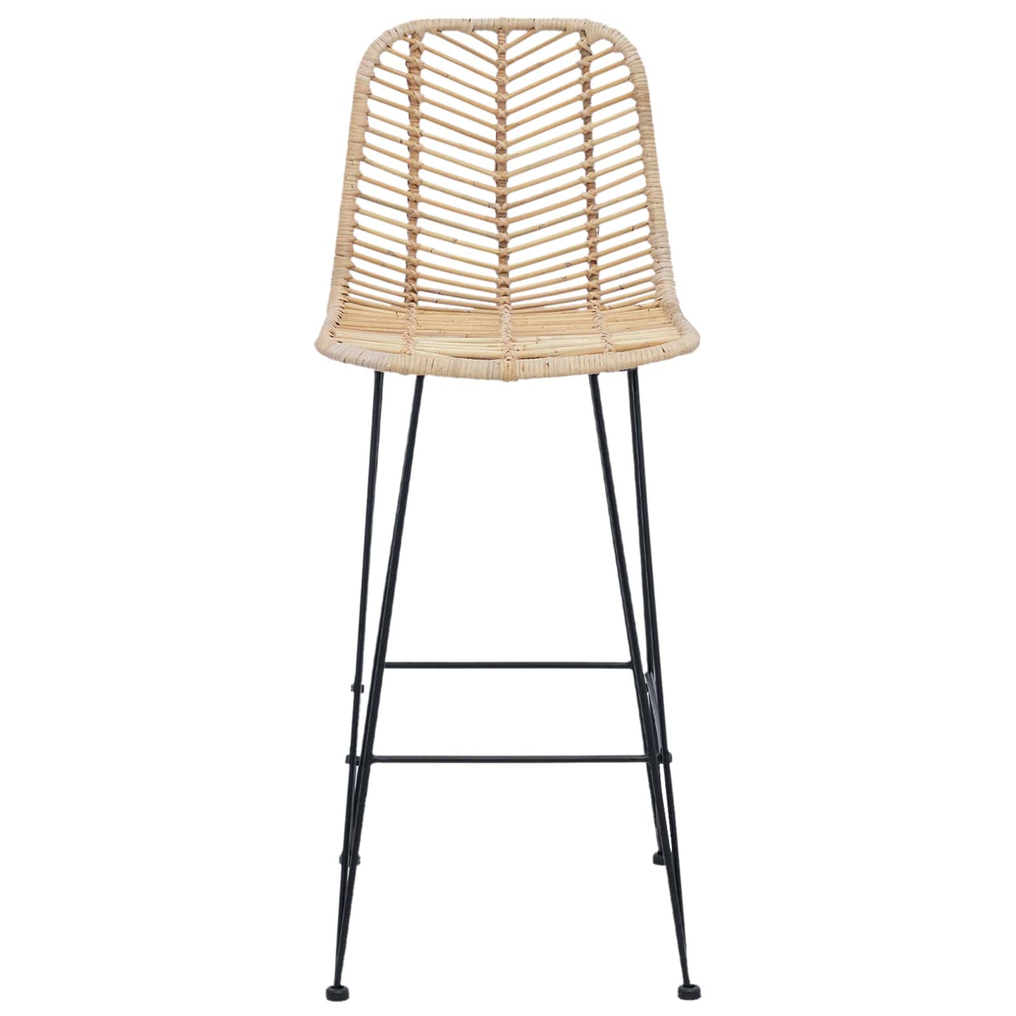 Sedia da Bar 2 pcs Naturale 44,5 x 53 x 111 cm Rattan e Ferro