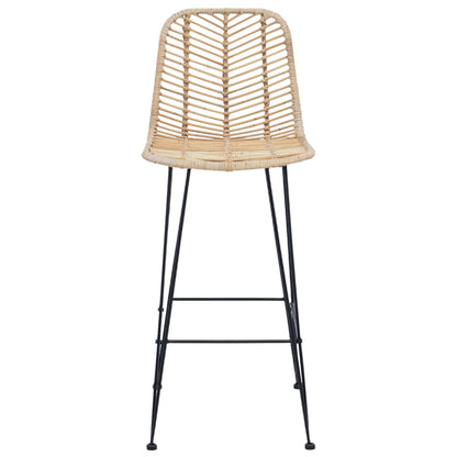 Sedia da Bar 2 pcs Naturale 44,5 x 53 x 111 cm Rattan e Ferro