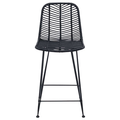 Sedia da Bar 2 pcs Nero 44,5 x 54,5 x 97,5 cm Rattan e Ferro