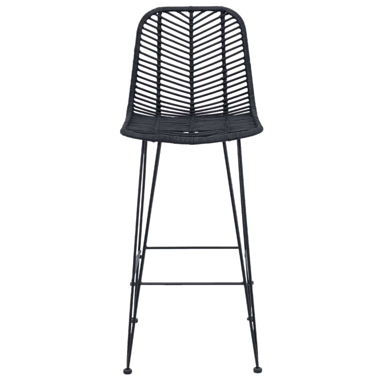 Sedia da Bar 2 pcs Nero 44,5 x 53 x 111 cm Rattan e Ferro