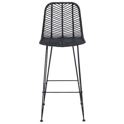 Sedia da Bar 2 pcs Nero 44,5 x 53 x 111 cm Rattan e Ferro