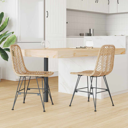 Sedia da pranzo 2 pcs Naturale 44 x 47 x 85 cm Rattan e Ferro