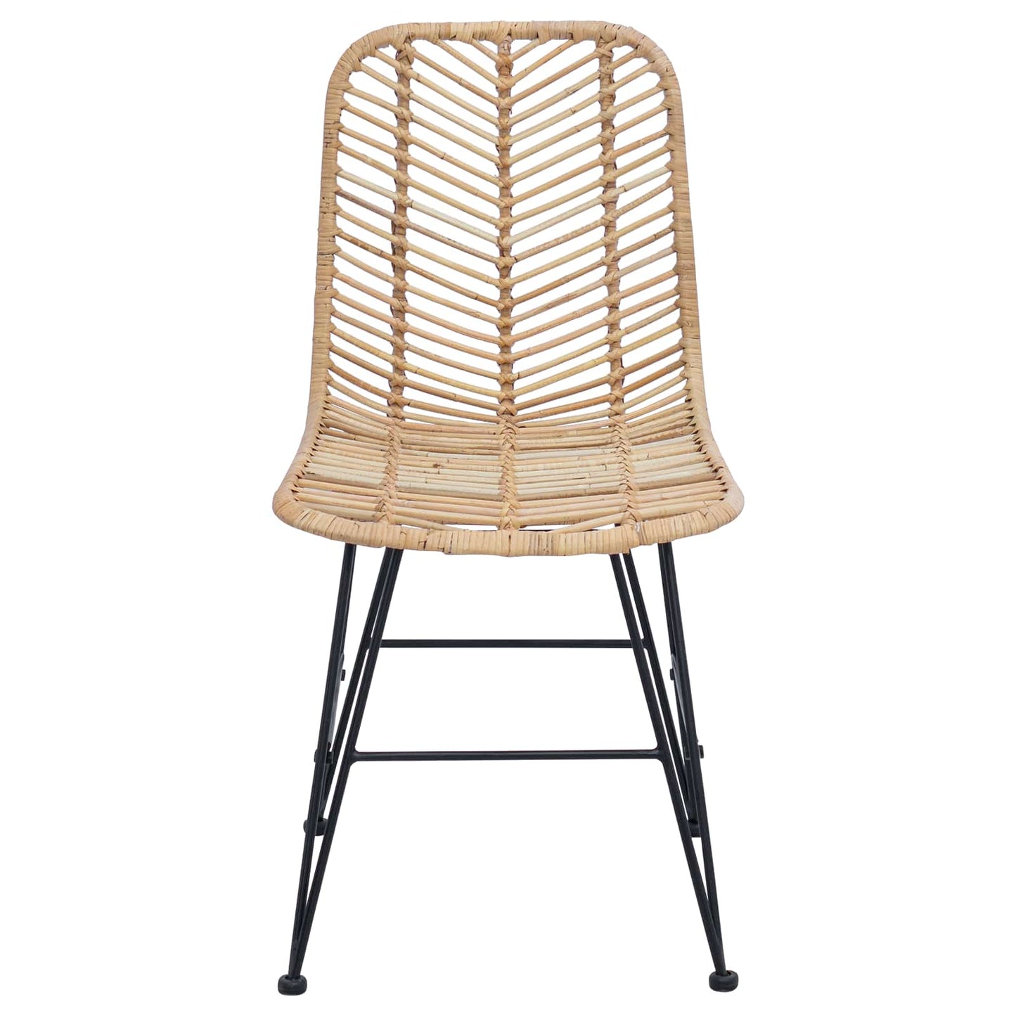 Sedia da pranzo 2 pcs Naturale 44 x 47 x 85 cm Rattan e Ferro