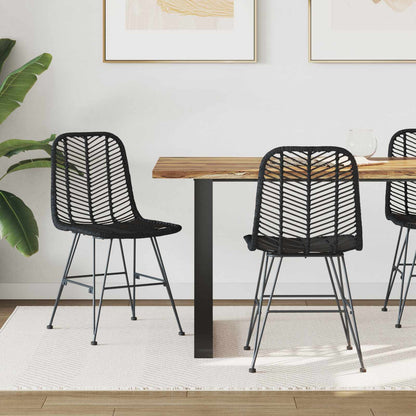 Sedia da pranzo 2 pcs Nero 44 x 47 x 85 cm Rattan e Ferro