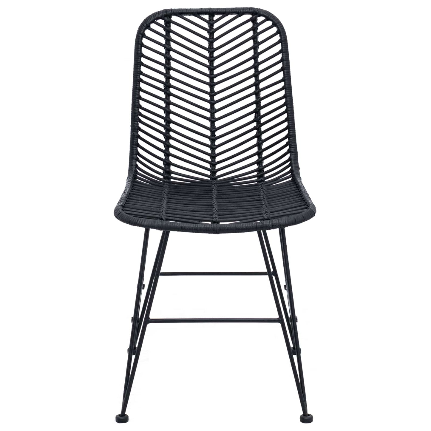Sedia da pranzo 2 pcs Nero 44 x 47 x 85 cm Rattan e Ferro