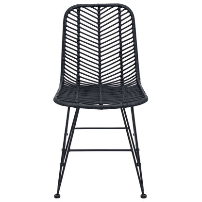 Sedia da pranzo 2 pcs Nero 44 x 47 x 85 cm Rattan e Ferro