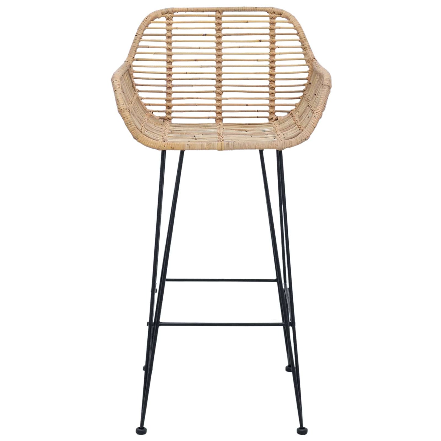 Sedia da Bar 2 pcs Naturale 55 x 52 x 92 cm Rattan e Ferro