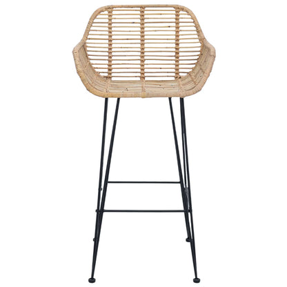 Sedia da Bar 2 pcs Naturale 55 x 52 x 92 cm Rattan e Ferro