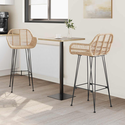 Sedia da Bar 2 pcs Naturale 55 x 52 x 105 cm Rattan e Ferro