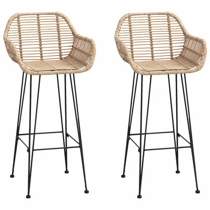 Sedia da Bar 2 pcs Naturale 55 x 52 x 105 cm Rattan e Ferro