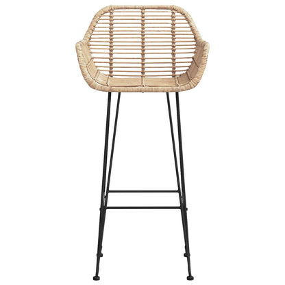 Sedia da Bar 2 pcs Naturale 55 x 52 x 105 cm Rattan e Ferro