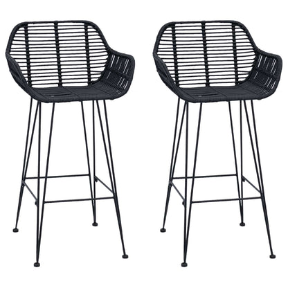 Sedia da Bar 2 pcs Nero 55 x 52 x 92 cm Rattan e Ferro