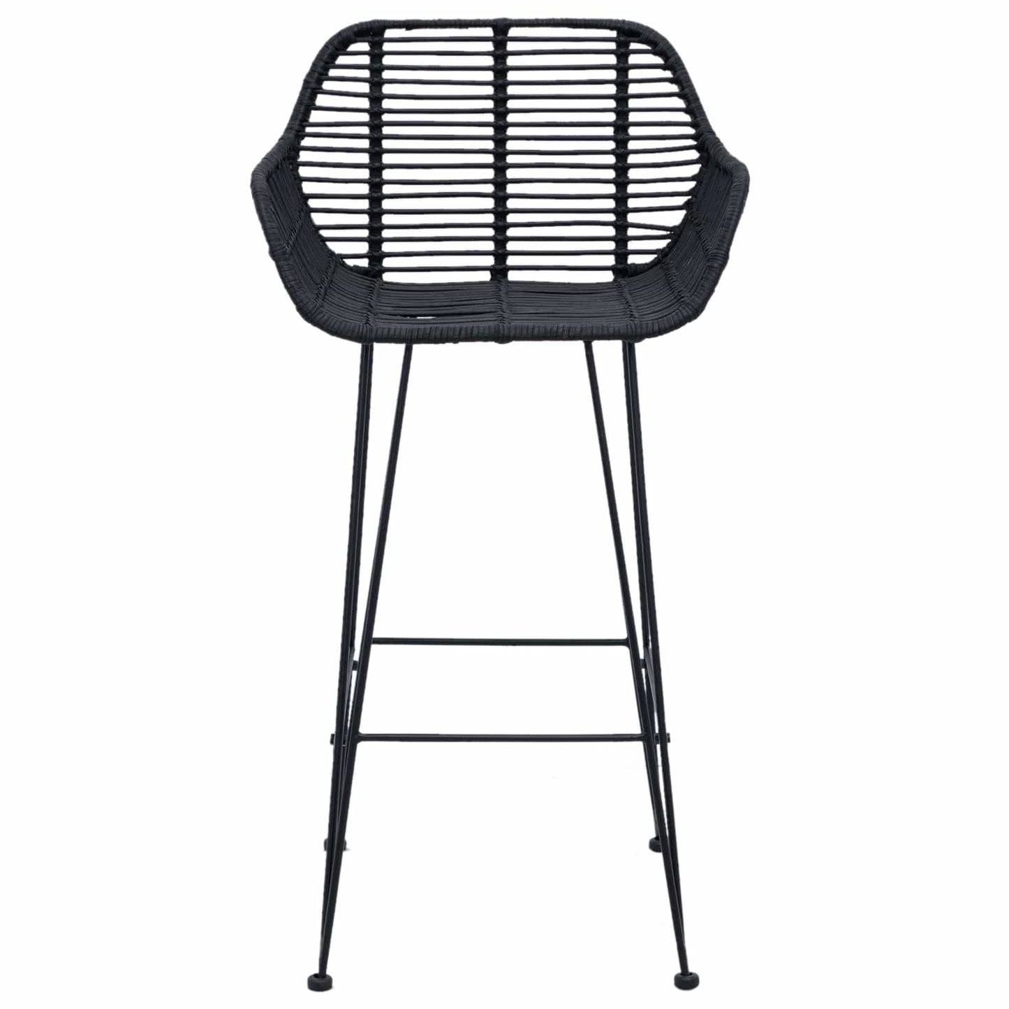 Sedia da Bar 2 pcs Nero 55 x 52 x 92 cm Rattan e Ferro