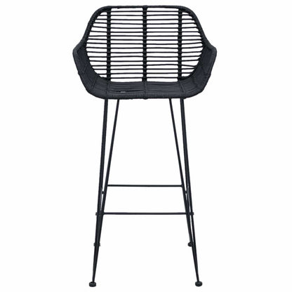 Sedia da Bar 2 pcs Nero 55 x 52 x 92 cm Rattan e Ferro