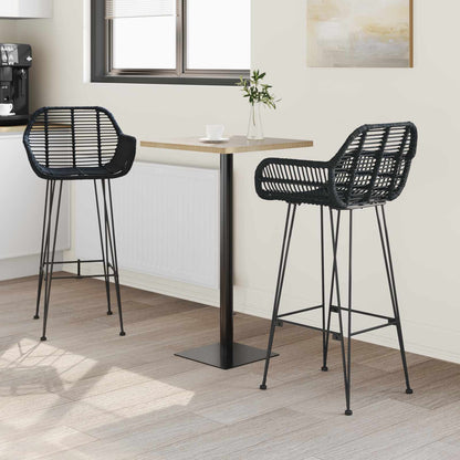 Sedia da Bar 2 pcs Nero 55 x 52 x 105 cm Rattan e Ferro