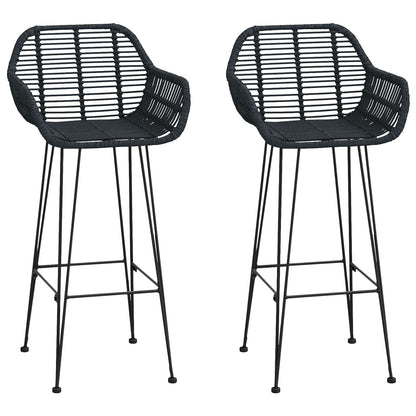 Sedia da Bar 2 pcs Nero 55 x 52 x 105 cm Rattan e Ferro