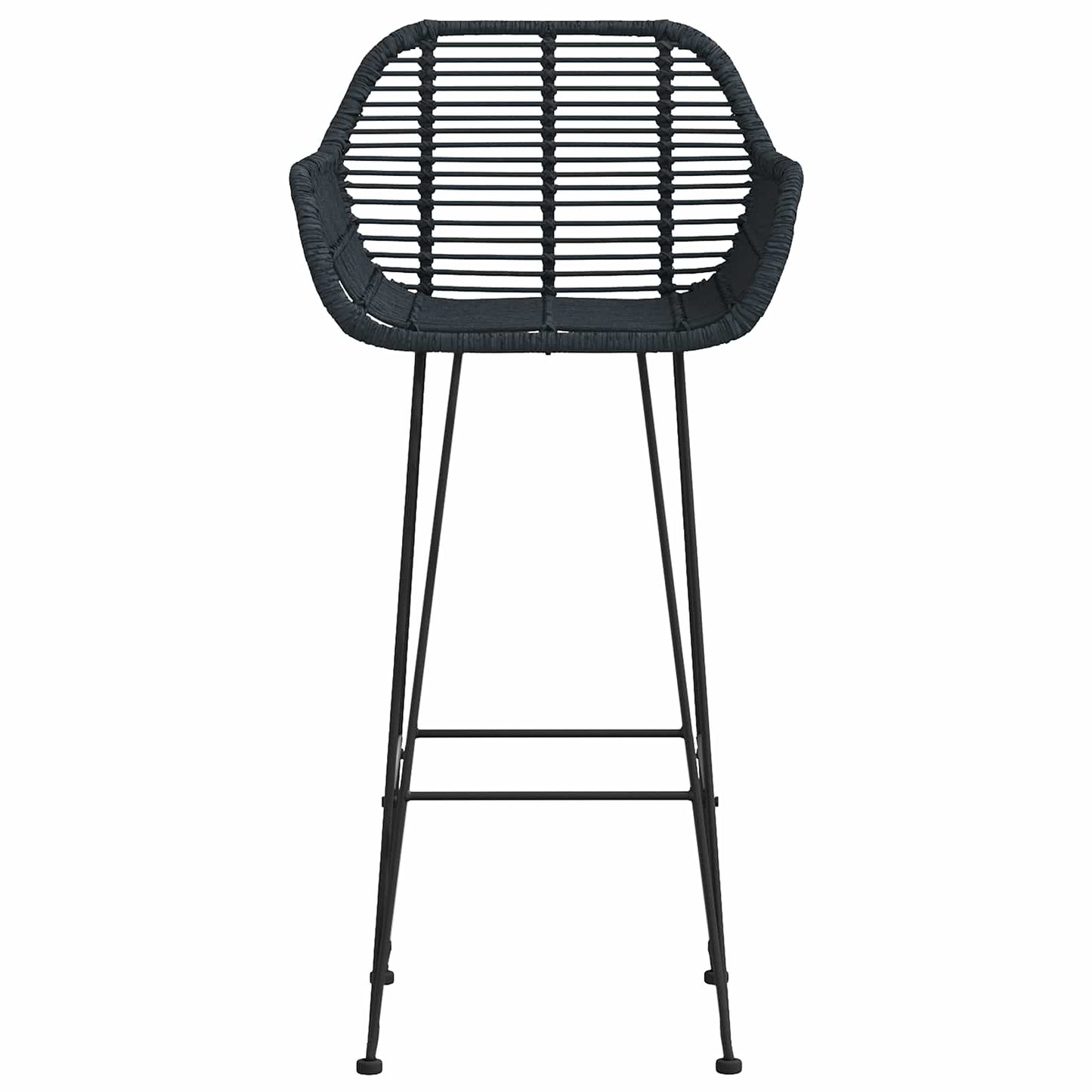 Sedia da Bar 2 pcs Nero 55 x 52 x 105 cm Rattan e Ferro