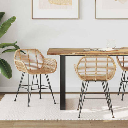 Sedia da pranzo 2 pcs Naturale 55 x 50 x 74 cm Rattan e Ferro
