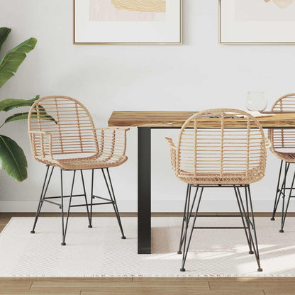 Sedia da pranzo 2 pcs Naturale 44 x 44 x 74 cm Rattan e Ferro