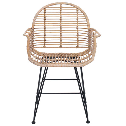 Sedia da pranzo 2 pcs Naturale 44 x 44 x 74 cm Rattan e Ferro