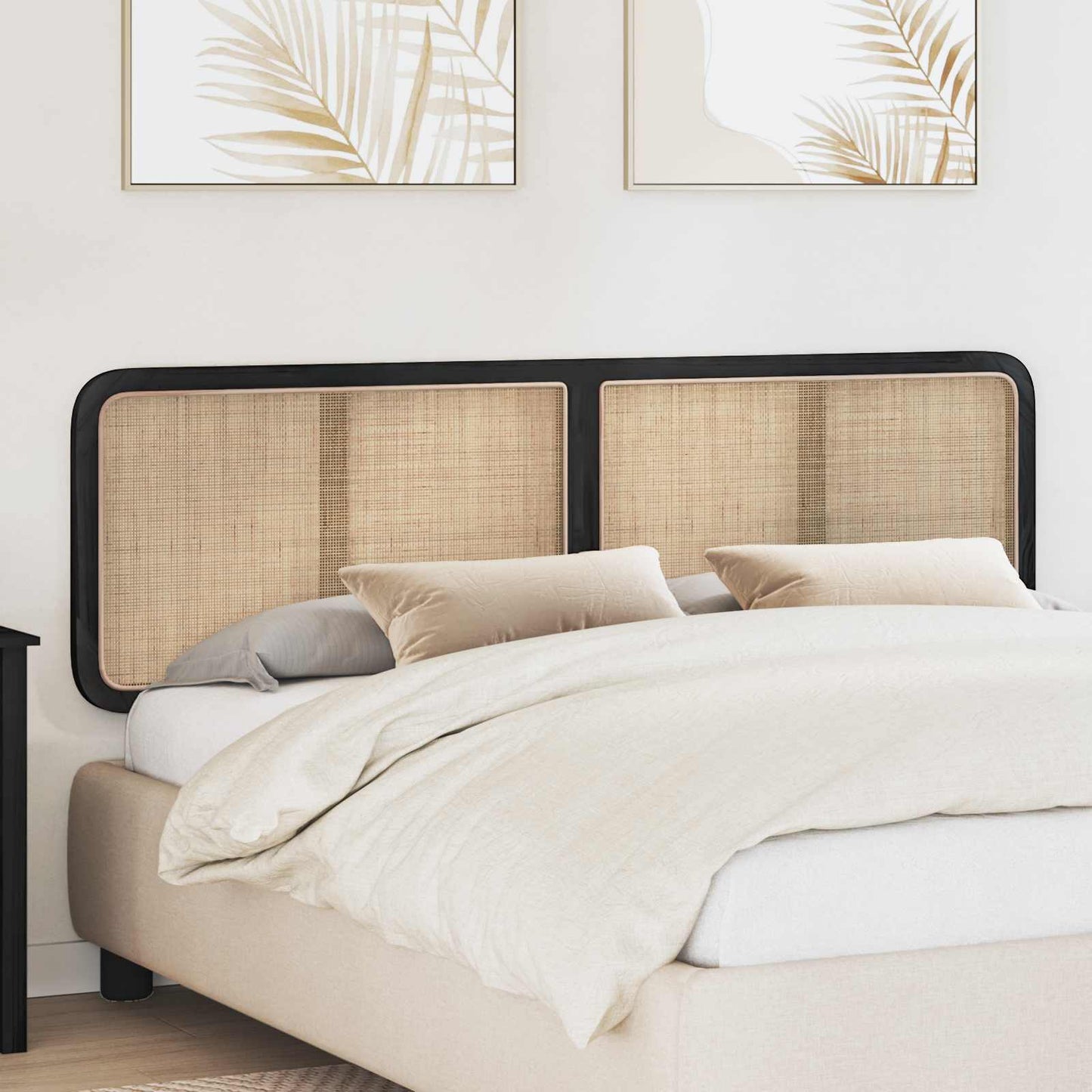 Testiera con testiera Nero 180 x 55 x 3 cm Rattan