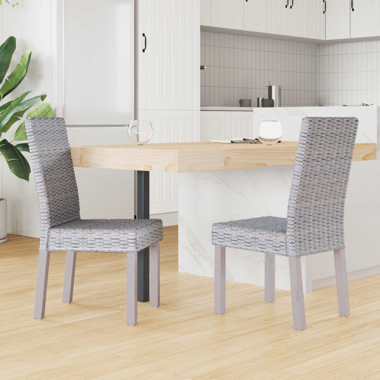 Sedia da pranzo 2 pcs Bianco Lavato 45 x 54 x 93 cm