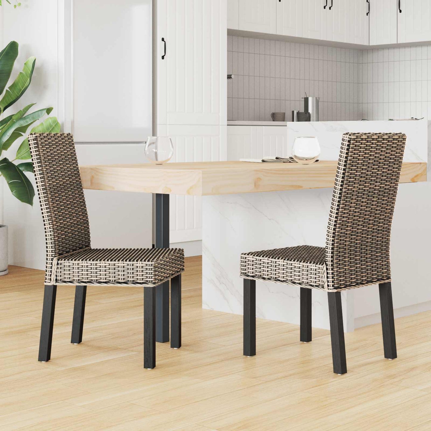 Sedia da pranzo 2 pcs Nero Lavato 45 x 54 x 93 cm