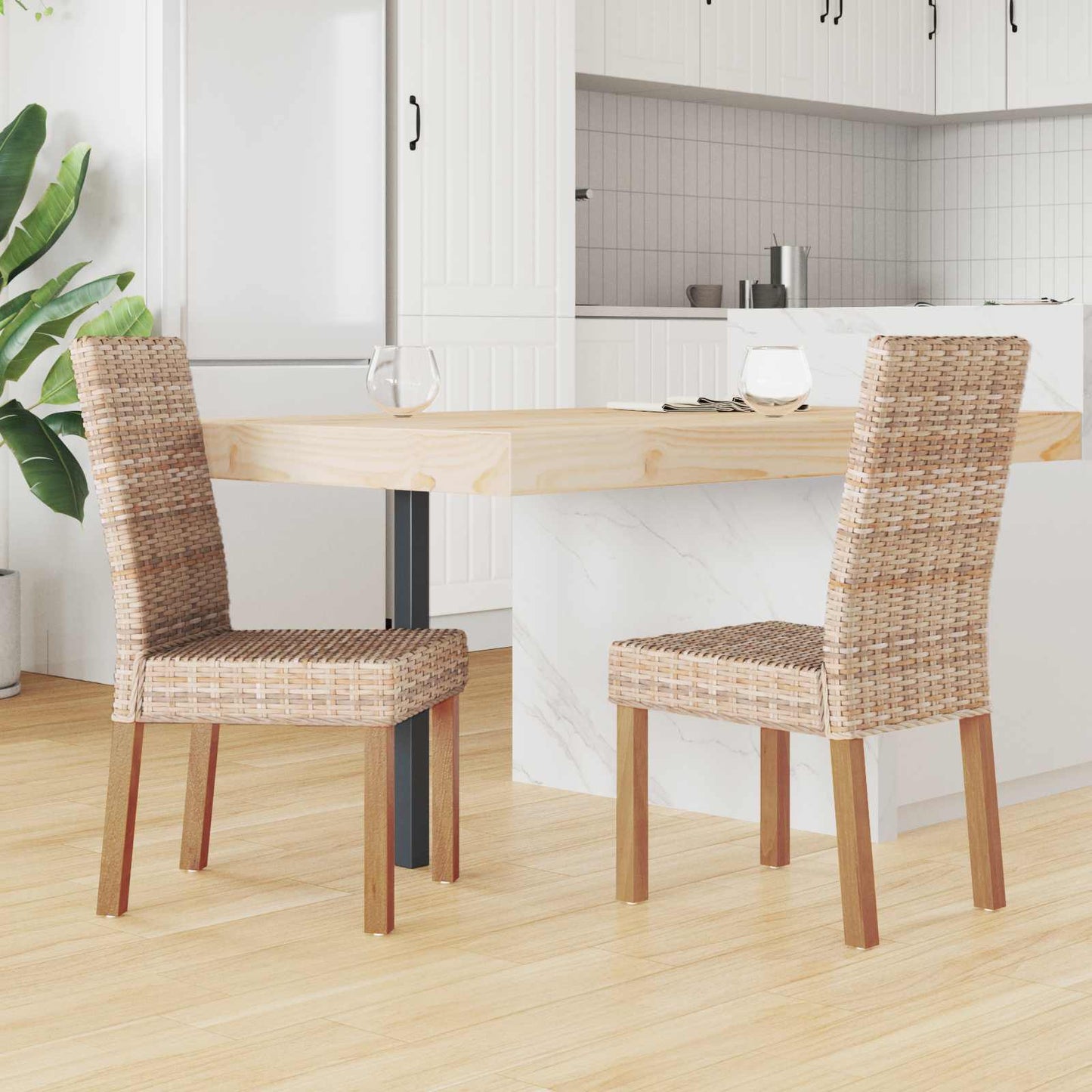 Sedia da pranzo 2 pcs Naturale 45 x 54 x 93 cm