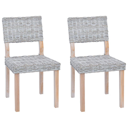 Sedia da pranzo 2 pcs Bianco Lavato 46 x 55 x 84 cm Rattan Kubu