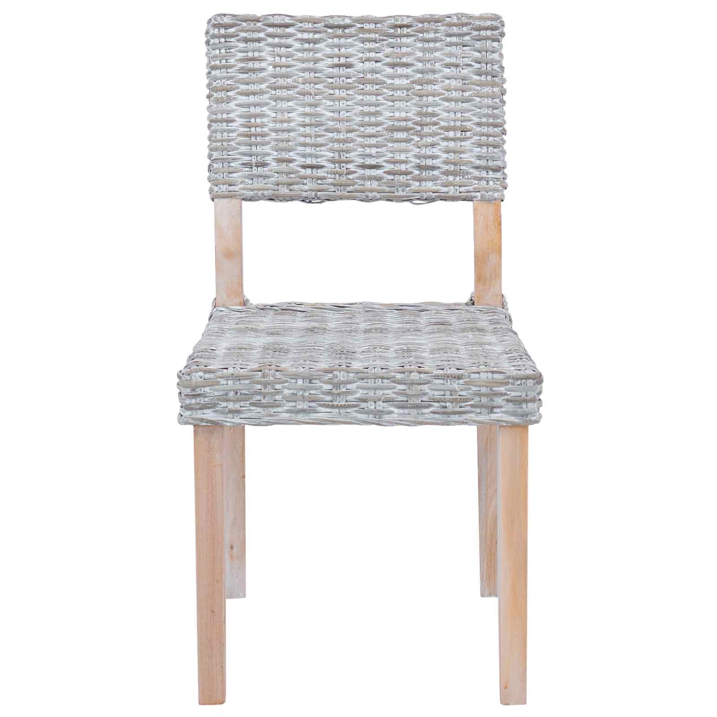 Sedia da pranzo 2 pcs Bianco Lavato 46 x 55 x 84 cm Rattan Kubu